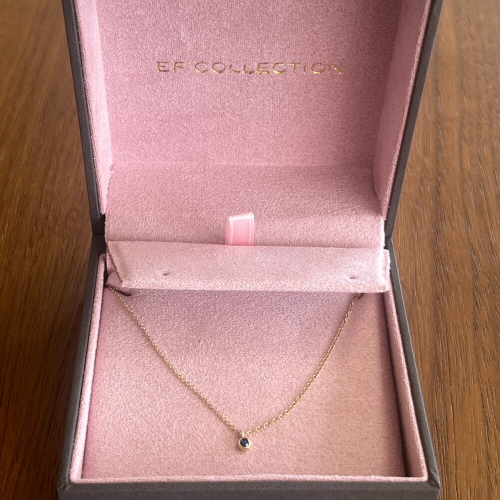 EF COLLECTION 14K YELLOW GOLD  SAPPHIRE PENDANT NECKLACE - Picture 8 of 9